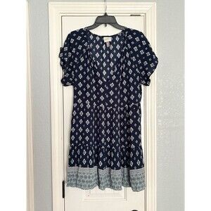 Knox Rose Blue Boho V-Neck Dress Women’s Size L